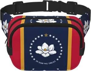 Mississippi State Flag Print Waist Purse Square Double Layer Waist Bag Unisex Workout Crossbody Designer Bag