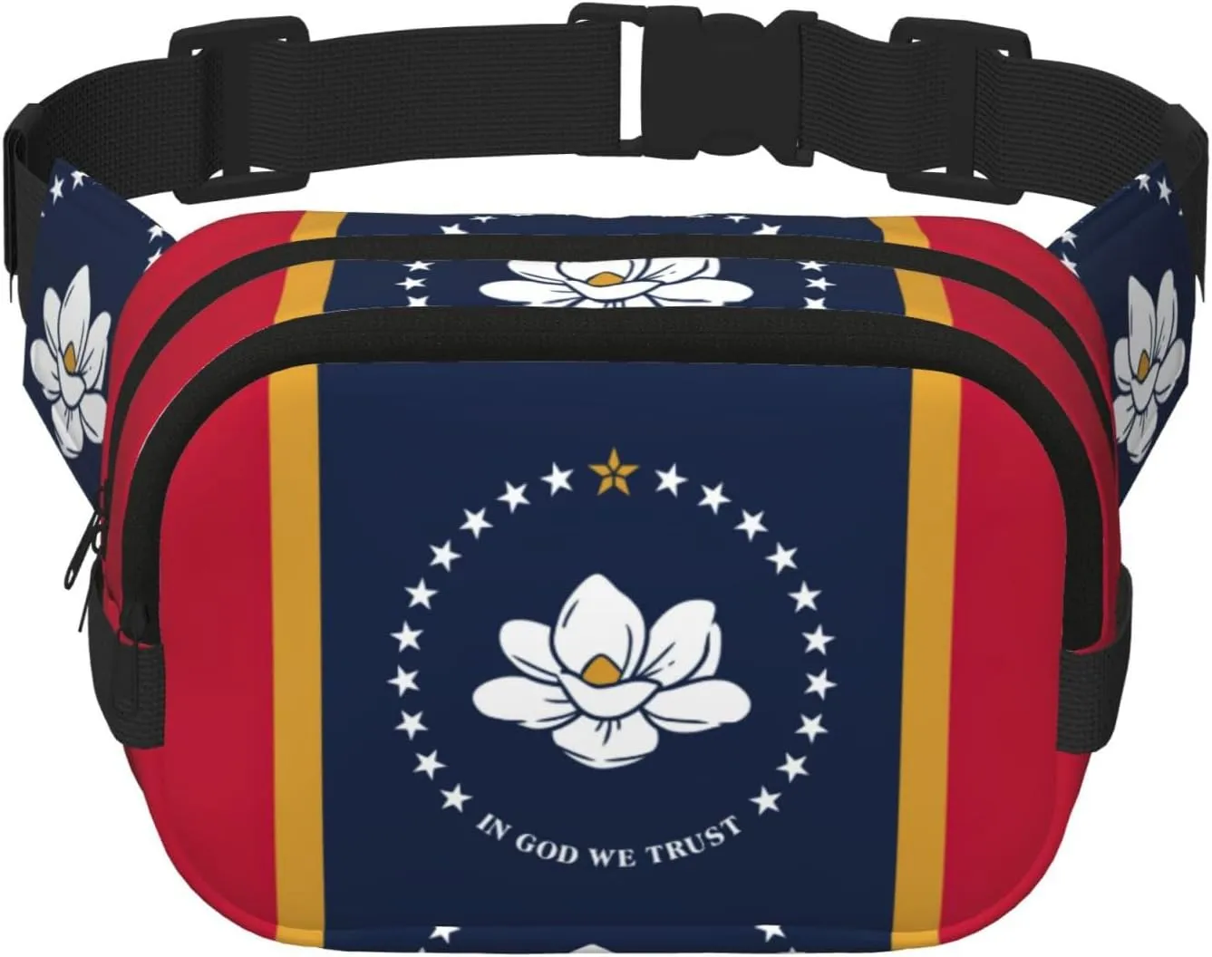 Mississippi State Flag Print Waist Purse Square Double Layer Waist Bag Unisex Workout Crossbody Designer Bag