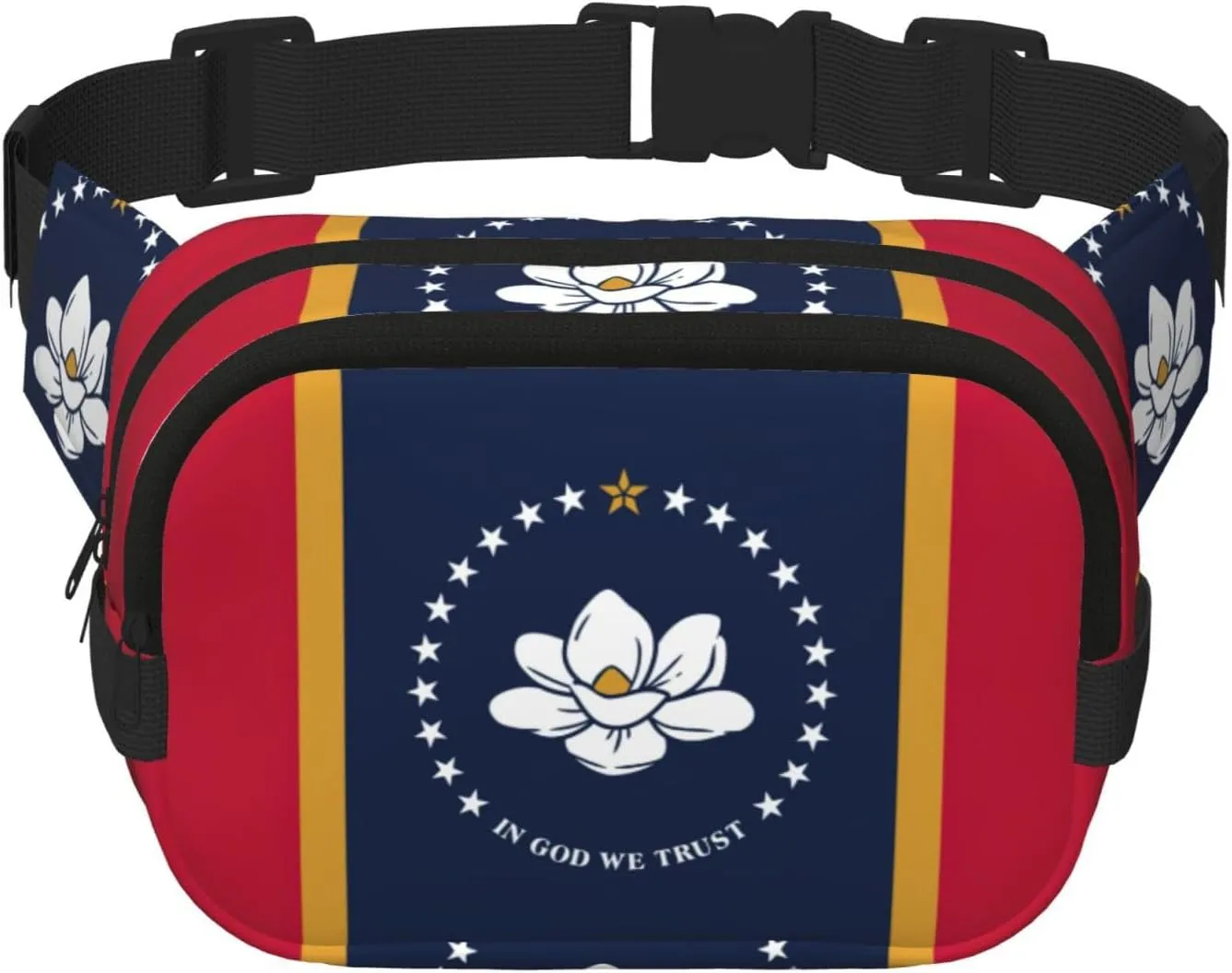 Mississippi State Flag Print Waist Purse Square Double Layer Waist Bag Unisex Workout Crossbody Designer Bag
