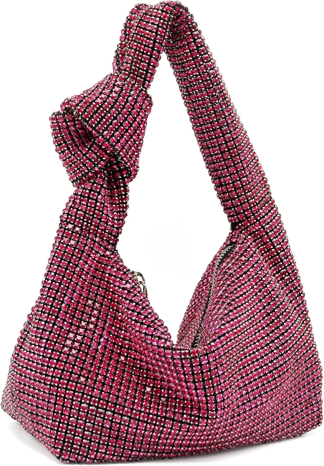 Miuco Women Knotted Handbag Sparkly Rhinestone Hobo Dumpling Bag Diamond Glitter Evening Clutch Purse