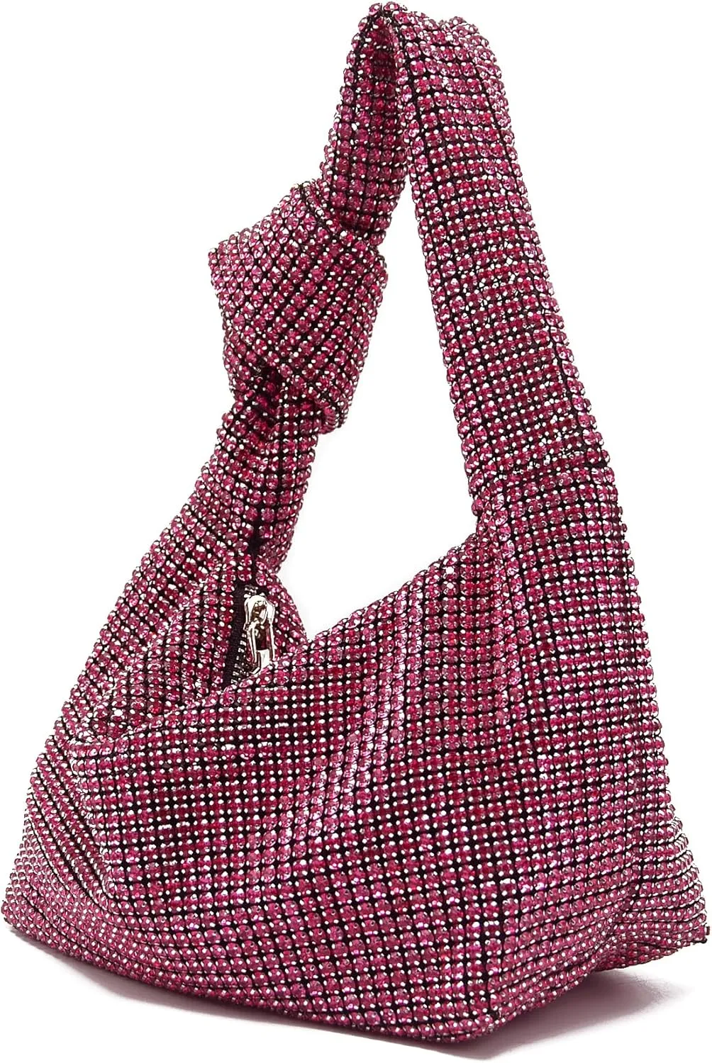 Miuco Women Knotted Handbag Sparkly Rhinestone Hobo Dumpling Bag Diamond Glitter Evening Clutch Purse