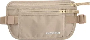 Money Belt for Travel - Hidden Travel Pouch Protect Your Credit and Money With RFID Blocking Passport Holder Waist Wallet (Khaki)