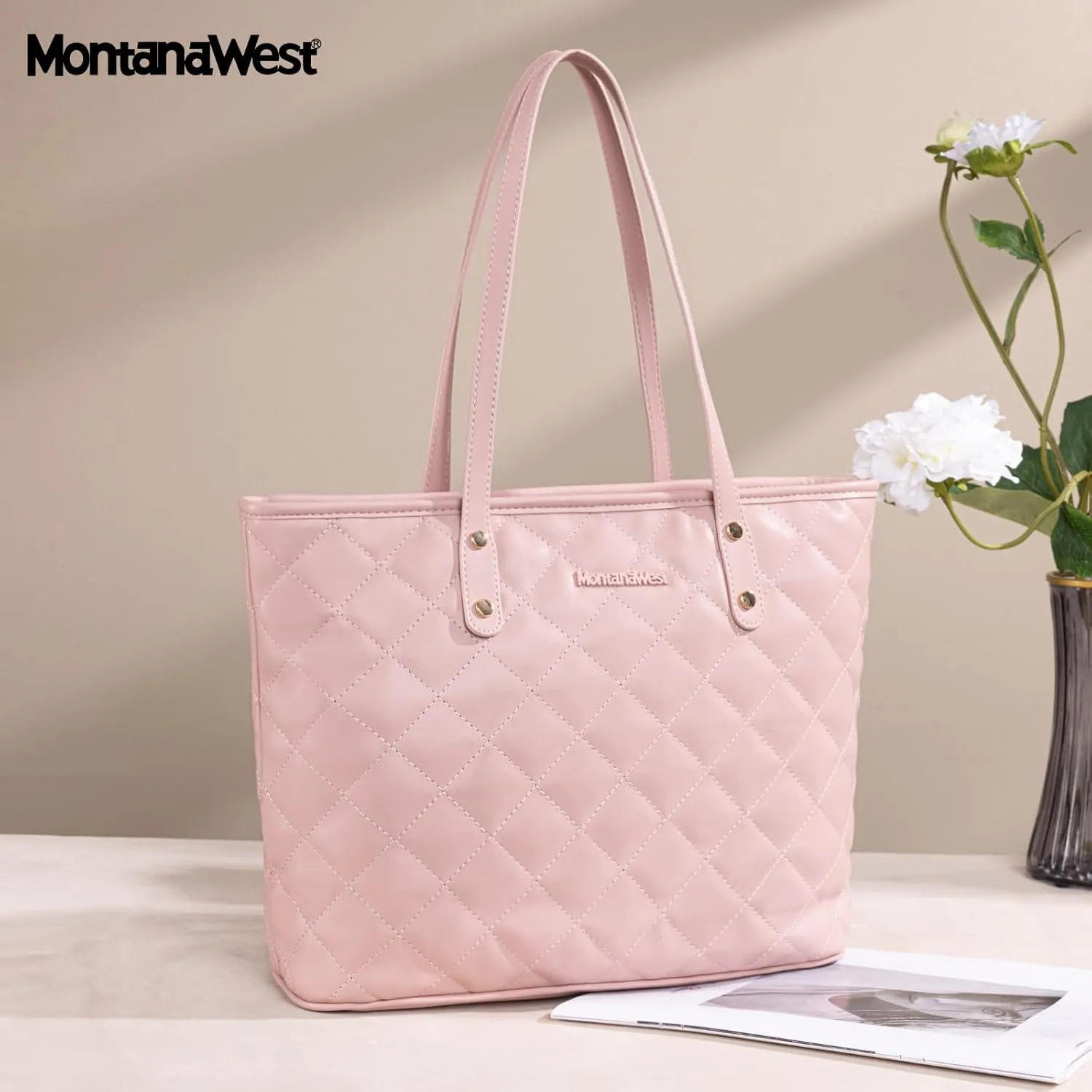 Montana West Quilted Handbag for Women Tote Purse Shoulder Bag Large Fashion Hobo Purse