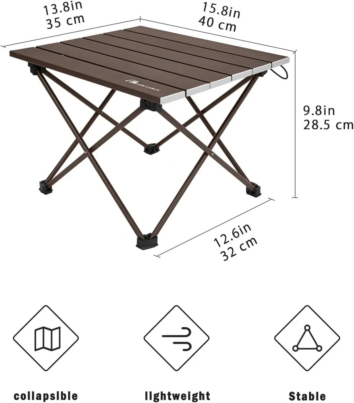 MOON LENCE Folding Outdoor Aluminum Camping Table Portable Ultralight Compact Backpacking Travel Table for Beach, Picnics, Hikin (Coffee, Small)