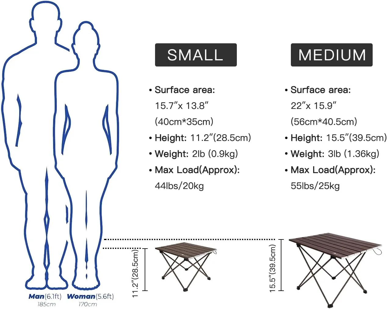 MOON LENCE Folding Outdoor Aluminum Camping Table Portable Ultralight Compact Backpacking Travel Table for Beach, Picnics, Hikin (Coffee, Small)