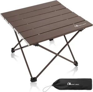 MOON LENCE Folding Outdoor Aluminum Camping Table Portable Ultralight Compact Backpacking Travel Table for Beach, Picnics, Hikin (Coffee, Small)