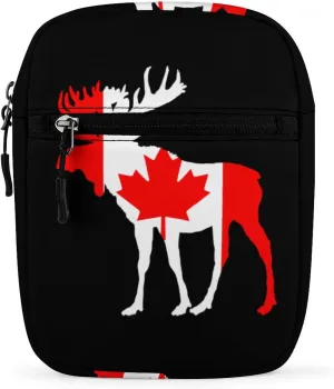 Moose in Flag of Canada Small Crossbody Bags for Women Men Sling Purse Shoulder Bag with Adjustable Strap