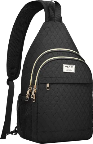 MOSISO Sling Backpack, Rhombus Quilted Crossbody Bag with Front Pockets Casual Chest Shoulder Travel Hiking Daypack Bag