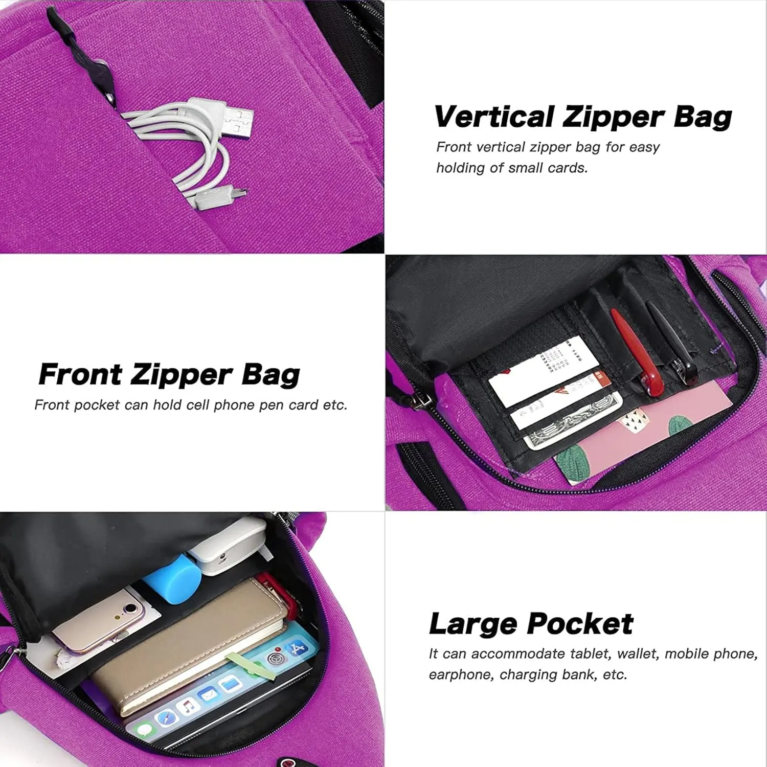 MOSISO Sling Backpack,Canvas Crossbody Hiking Daypack Bag with Anti-theft Pocket