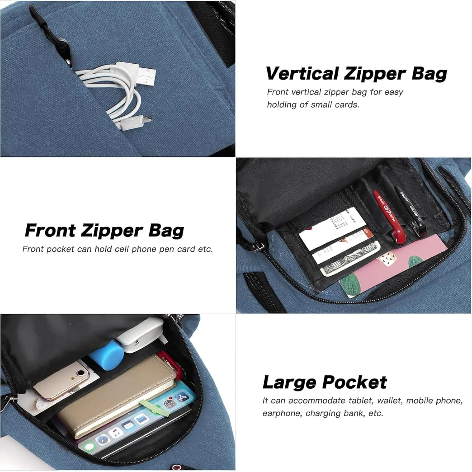 MOSISO Sling Backpack,Canvas Crossbody Hiking Daypack Bag with Anti-theft Pocket