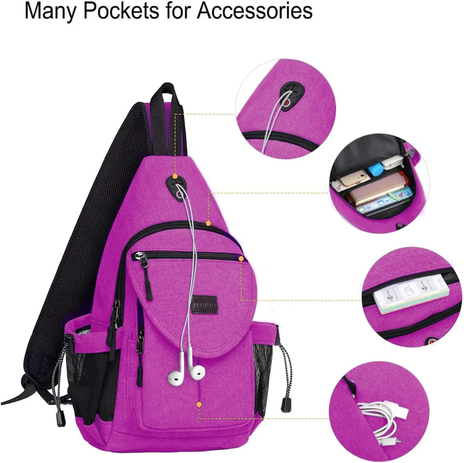 MOSISO Sling Backpack,Canvas Crossbody Hiking Daypack Bag with Anti-theft Pocket