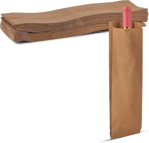 MT Products Brown Quart Wine Paper Bags 4.5" x 2.5" x 16" - Disposable Paper Gift Bags - Pack of 100