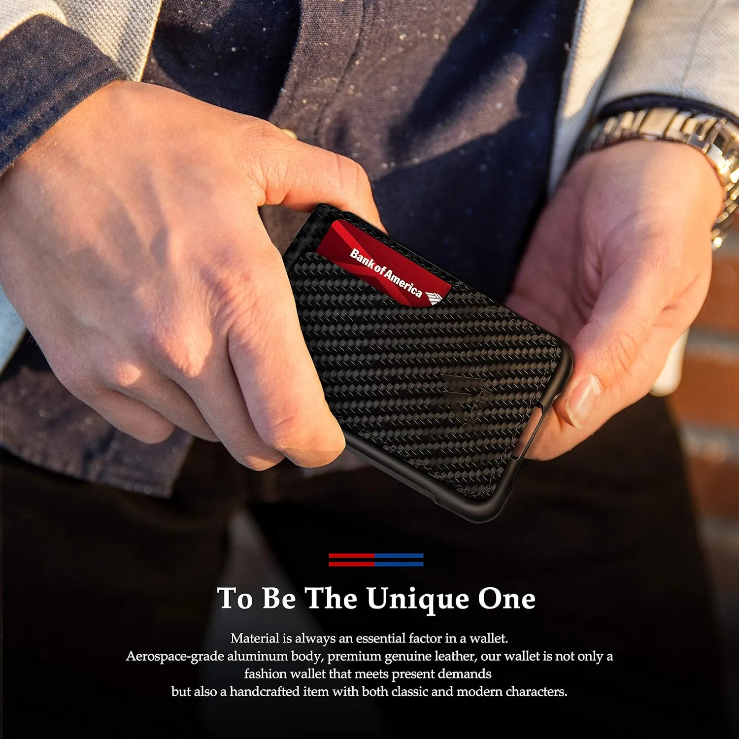MURADIN Mens Wallet Tactical Bifold Wallets for Men Metal RFID Blocking Aluminum Money Cards Holder Gifts for Men