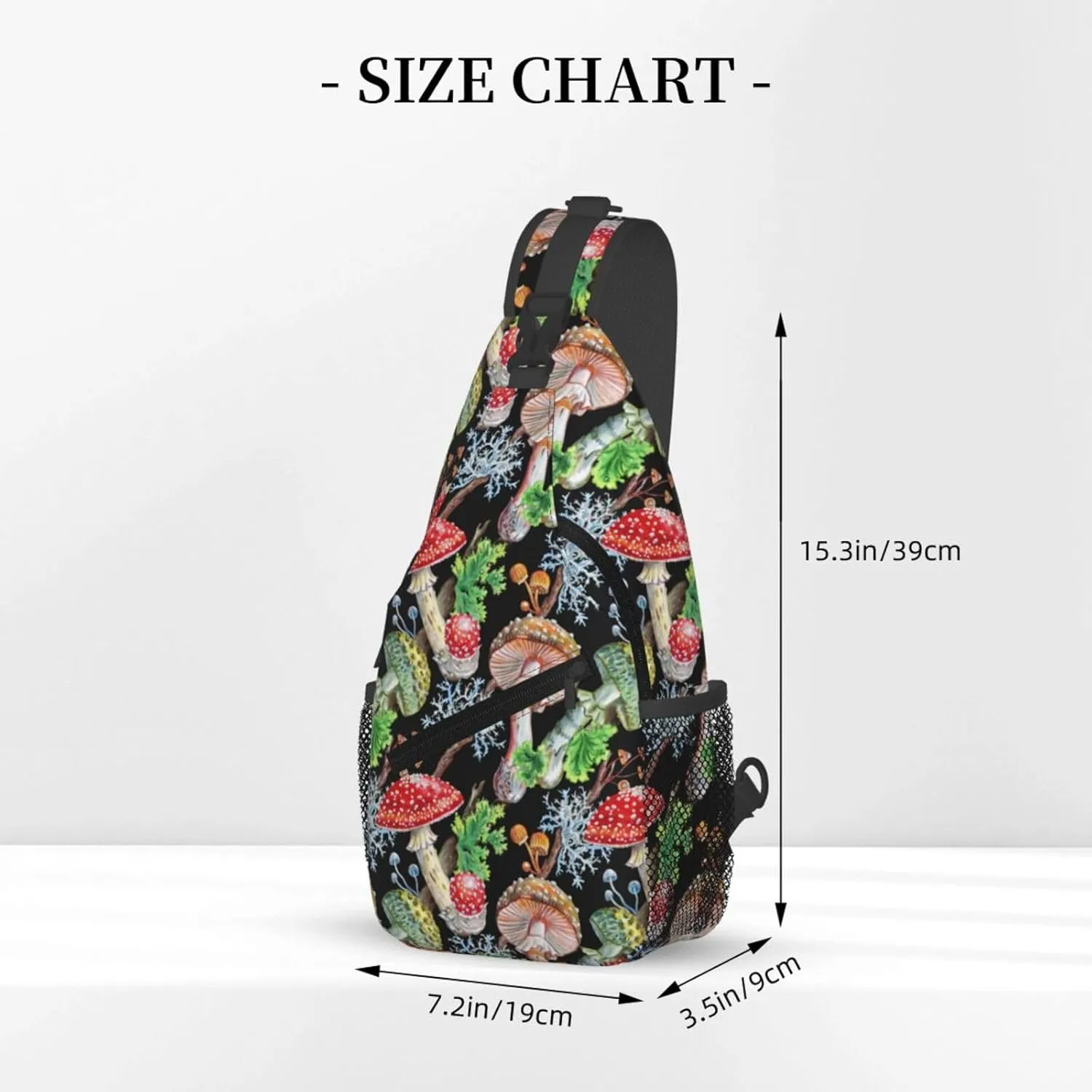 Mushrooms Blue Chest Sling Bag Crossbody Shoulder Backpack Bag Gym Cycling Daypack Travel Hiking Cross Bag