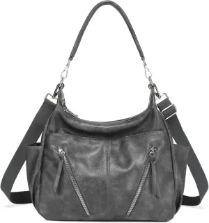 MYHOZEE Hobo Bags for Women, Vegan Leather Black Crossbody Purse and Handbags Trendy Designer Satchel Shoulder Bags