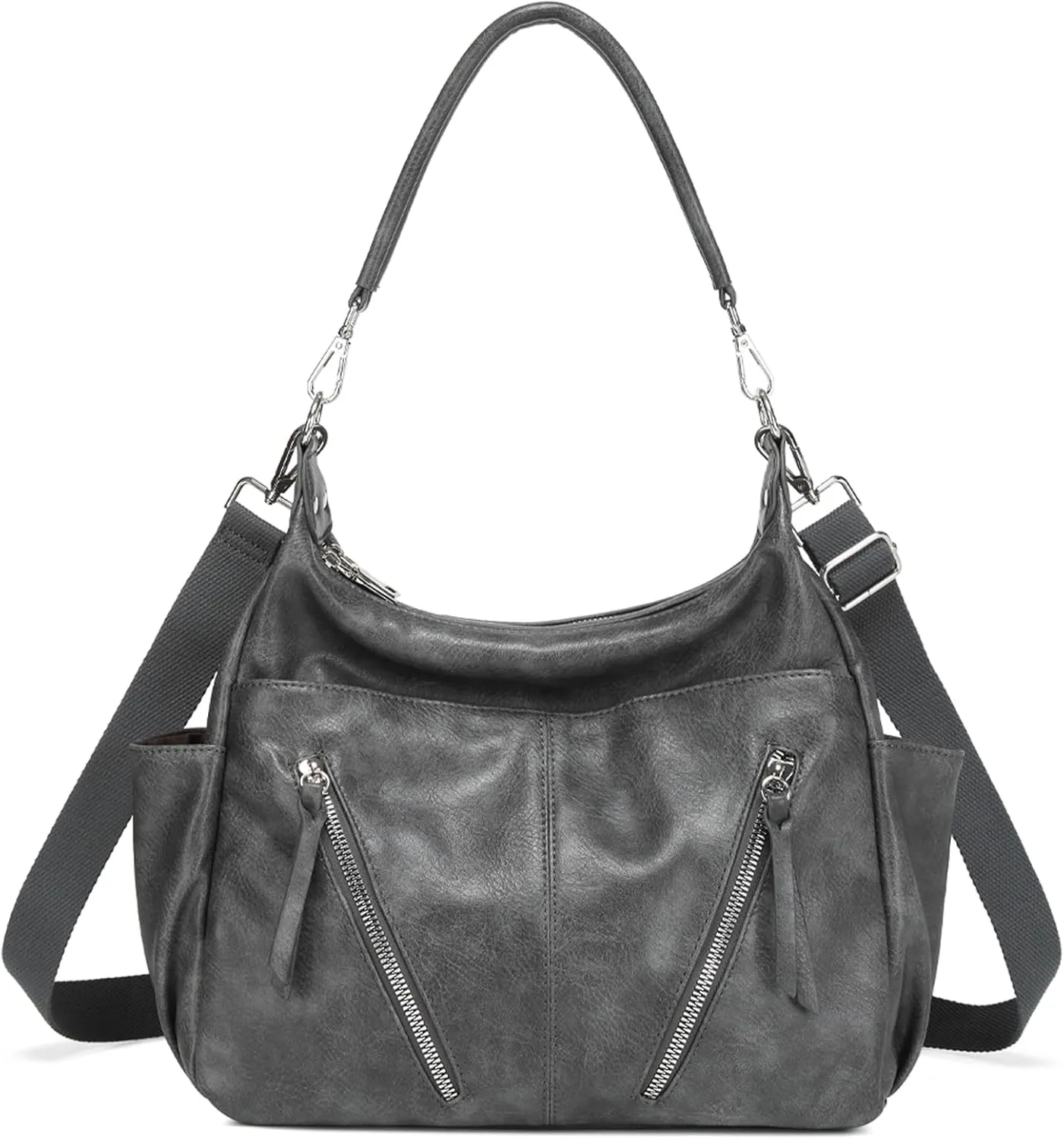 MYHOZEE Hobo Bags for Women, Vegan Leather Black Crossbody Purse and Handbags Trendy Designer Satchel Shoulder Bags