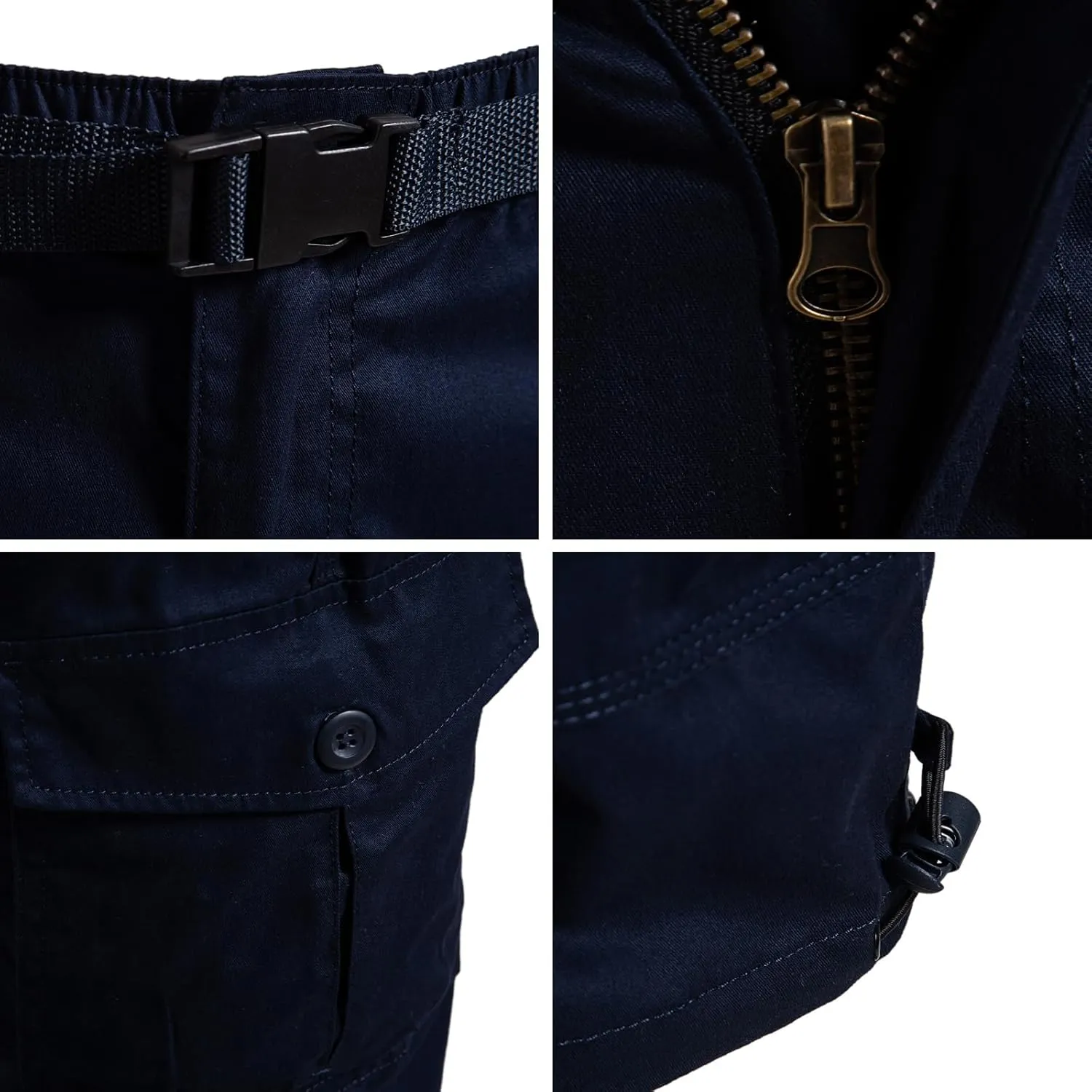 Mylldey Men's Cargo Shorts 3/4 Relaxed Fit Mens Running Shorts 7 Pockets Elastic Waist Cotton Hiking Shorts