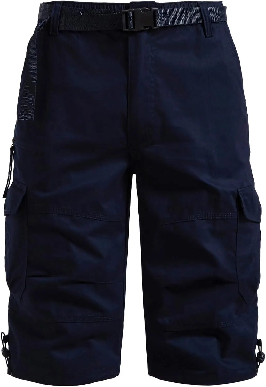 Mylldey Men's Cargo Shorts 3/4 Relaxed Fit Mens Running Shorts 7 Pockets Elastic Waist Cotton Hiking Shorts