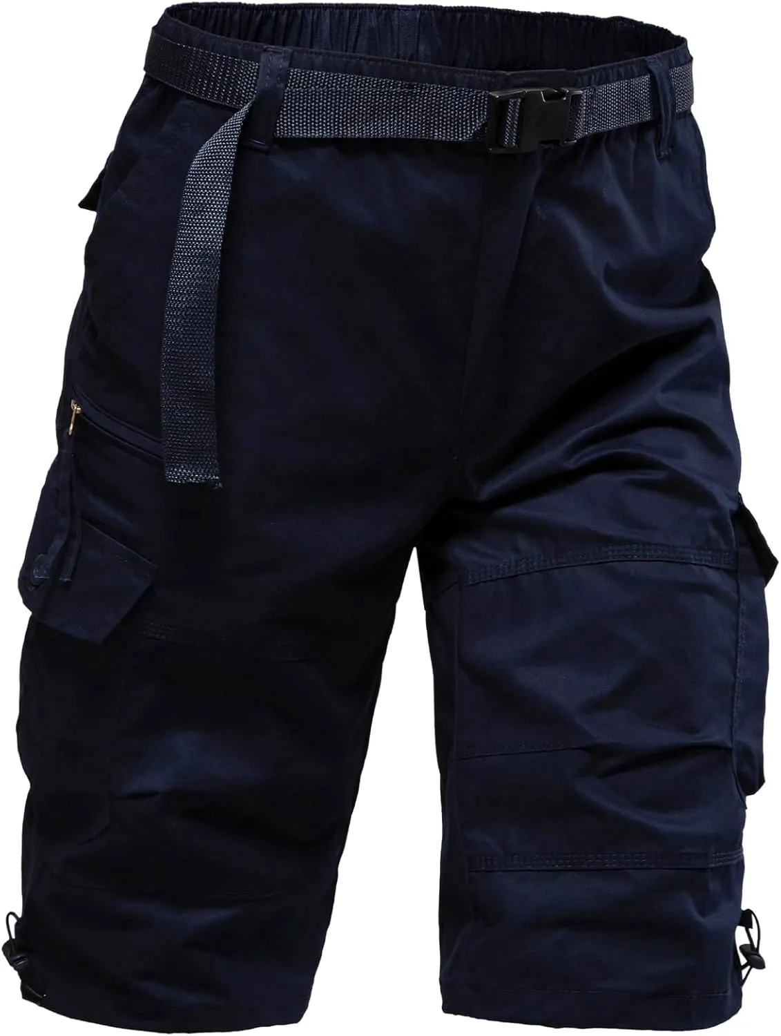 Mylldey Men's Cargo Shorts 3/4 Relaxed Fit Mens Running Shorts 7 Pockets Elastic Waist Cotton Hiking Shorts