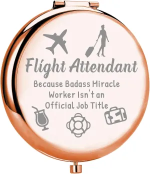 MYOSPARK Flight Attendant Gifts Air Stewardess Makeup Mirror Stewardess Aviation Makeup Mirror Flight School Student Graduation Gift (Title Flight Attendant Mirror)