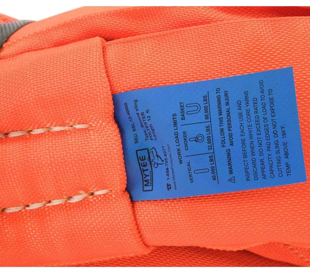 Mytee Products (2 Pack) Endless Round Sling 20' Orange 40000# Vertical, 32000# Choker, 80000# Basket Crane Rigging Hoist Wrecker Recovery