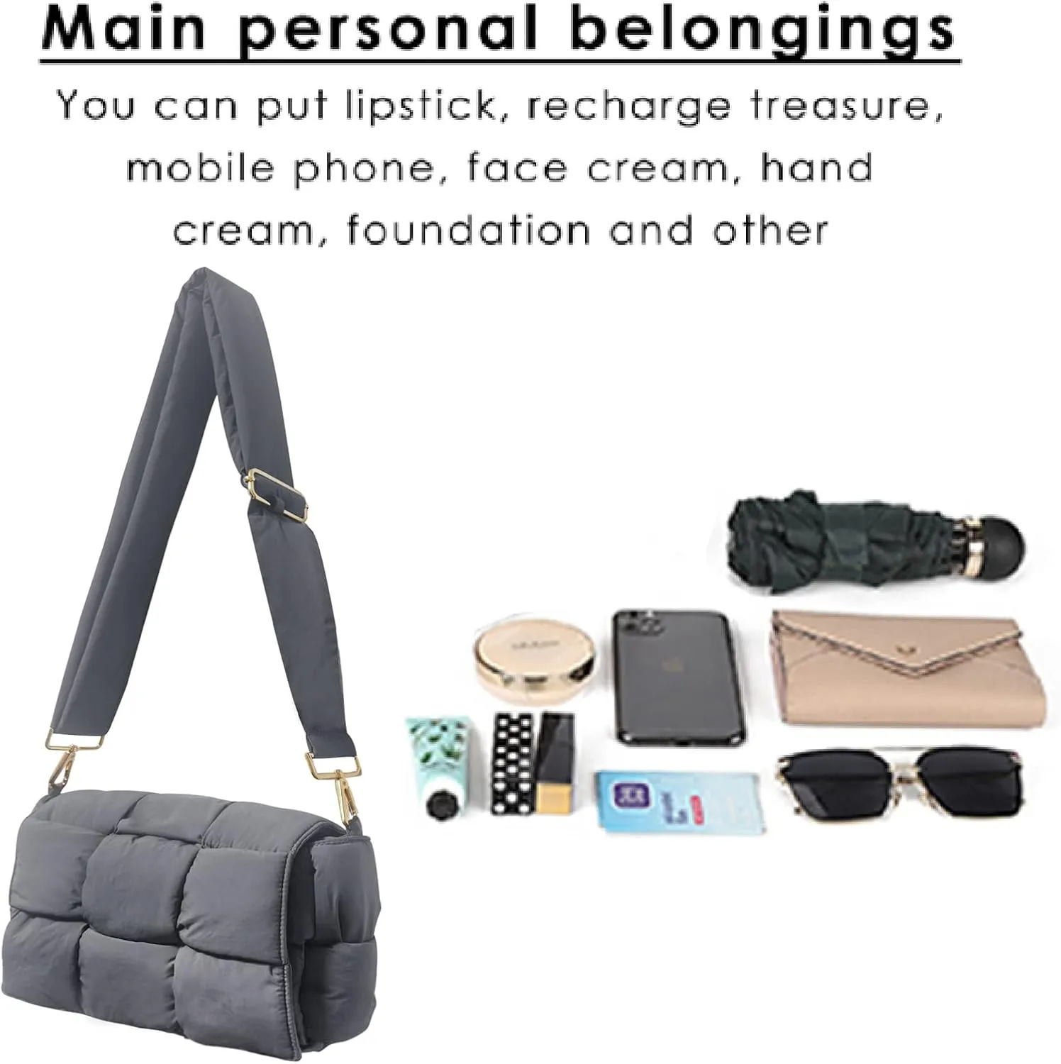 NAARIIAN Shoulder bags for women, Light-weight small puffer purses waterproof, hand-woven puffy bag crossbody handbag