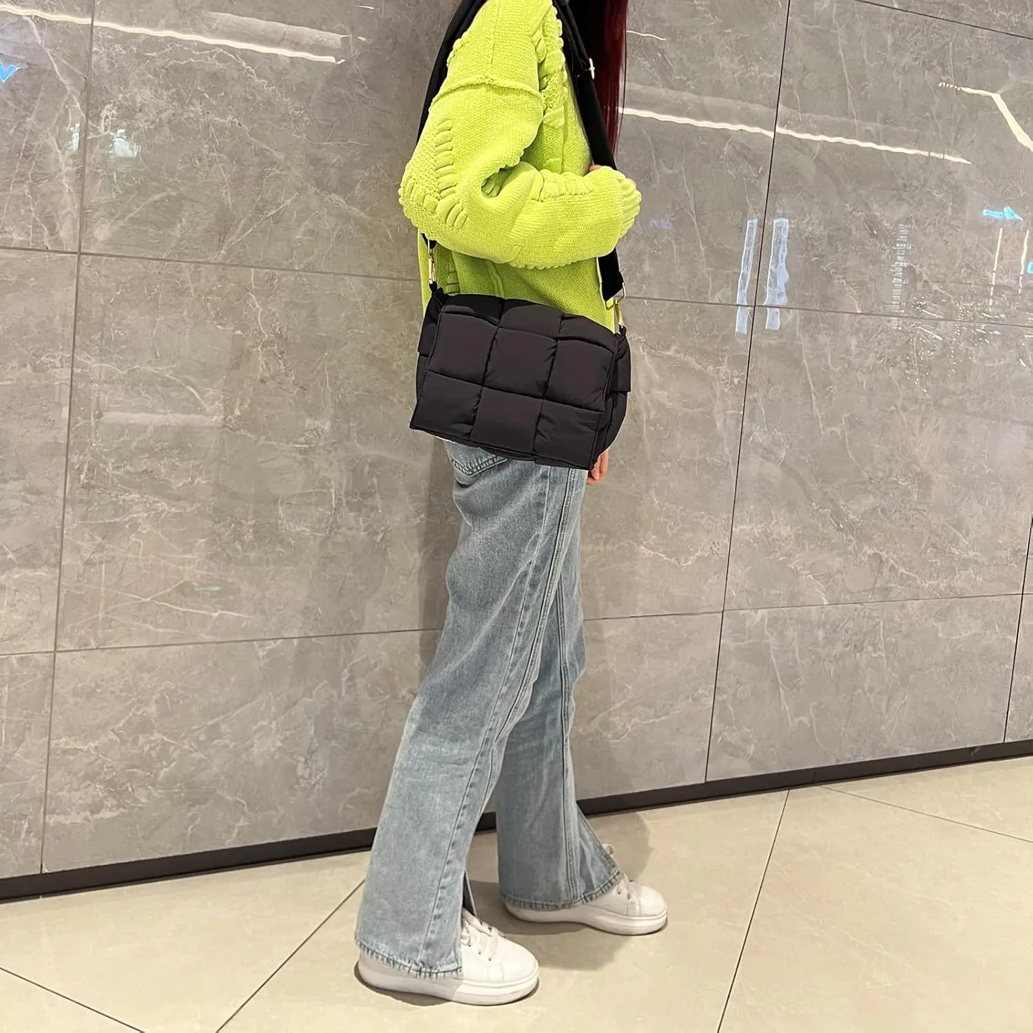 NAARIIAN Shoulder bags for women, Light-weight small puffer purses waterproof, hand-woven puffy bag crossbody handbag