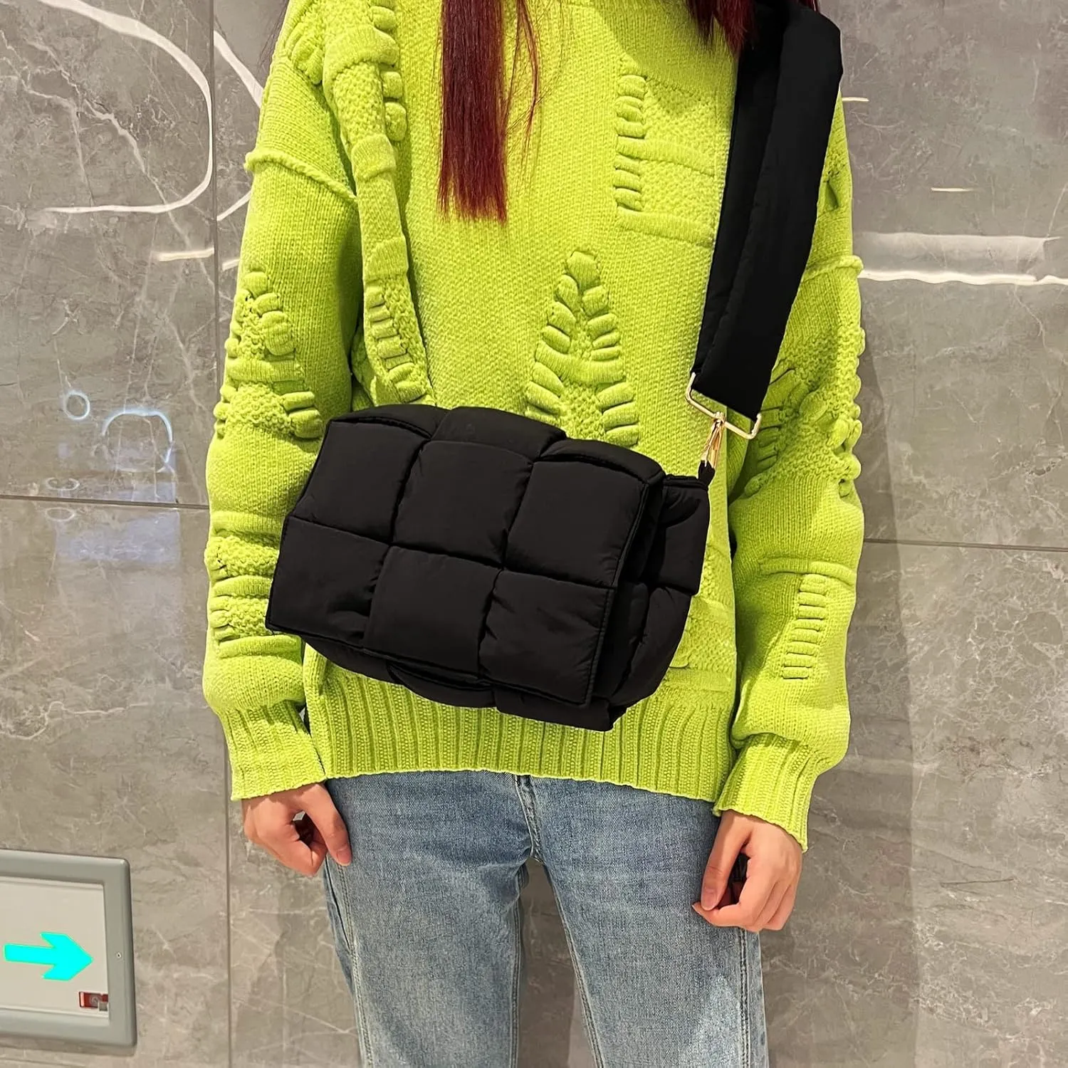 NAARIIAN Shoulder bags for women, Light-weight small puffer purses waterproof, hand-woven puffy bag crossbody handbag