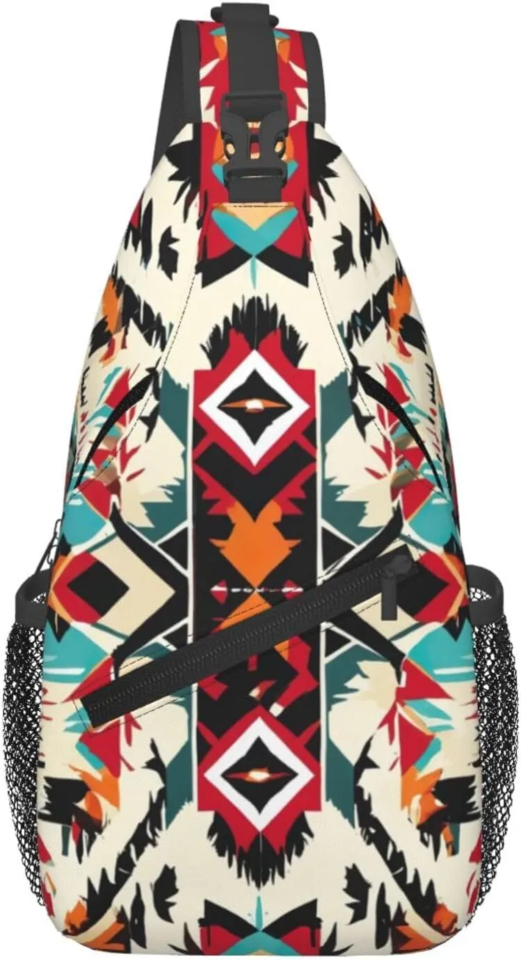 Native American Pattern Print Sling Bag Crossbody Sling Backpack Cross Body Shoulder Bag Travel Hiking Daypack