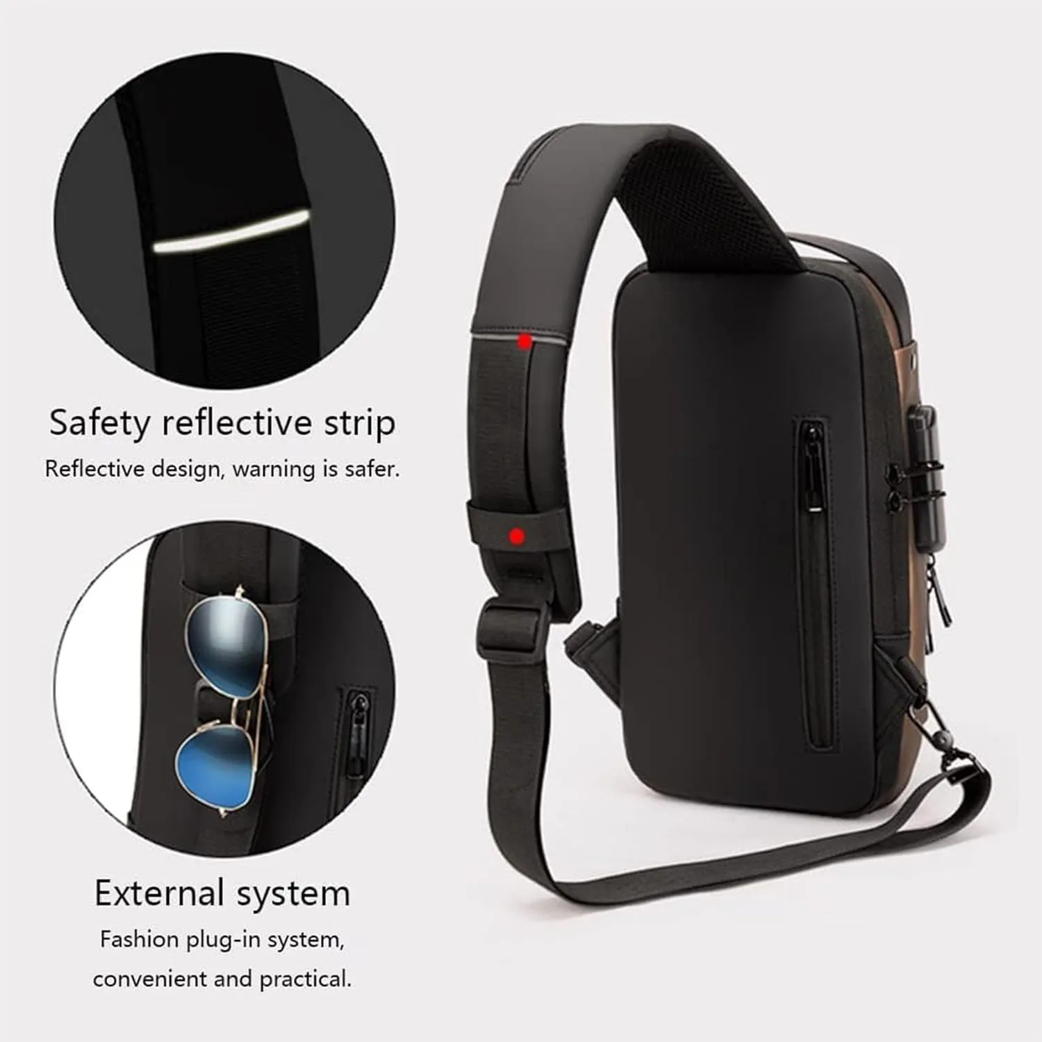 New Carbon Fiber Streamline Anti-Theft Sling Bag, USB Charging Waterproof Crossbody Backpack for Travel Gym Sports (Black-a)