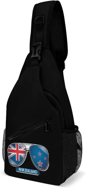 New Zealand Flag Glasses Crossbody Sling Bag Lightweight Travel Hiking Chest Bag Daypack for Men Women