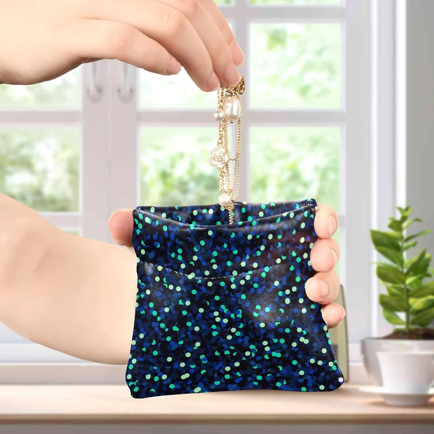 Night Blue Glitter Navy Cute Coin Purse for Women Leather Animal Print Snap Card Change Holder for Coins