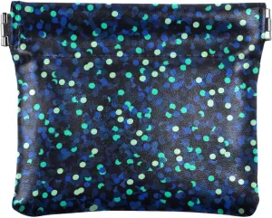 Night Blue Glitter Navy Cute Coin Purse for Women Leather Animal Print Snap Card Change Holder for Coins