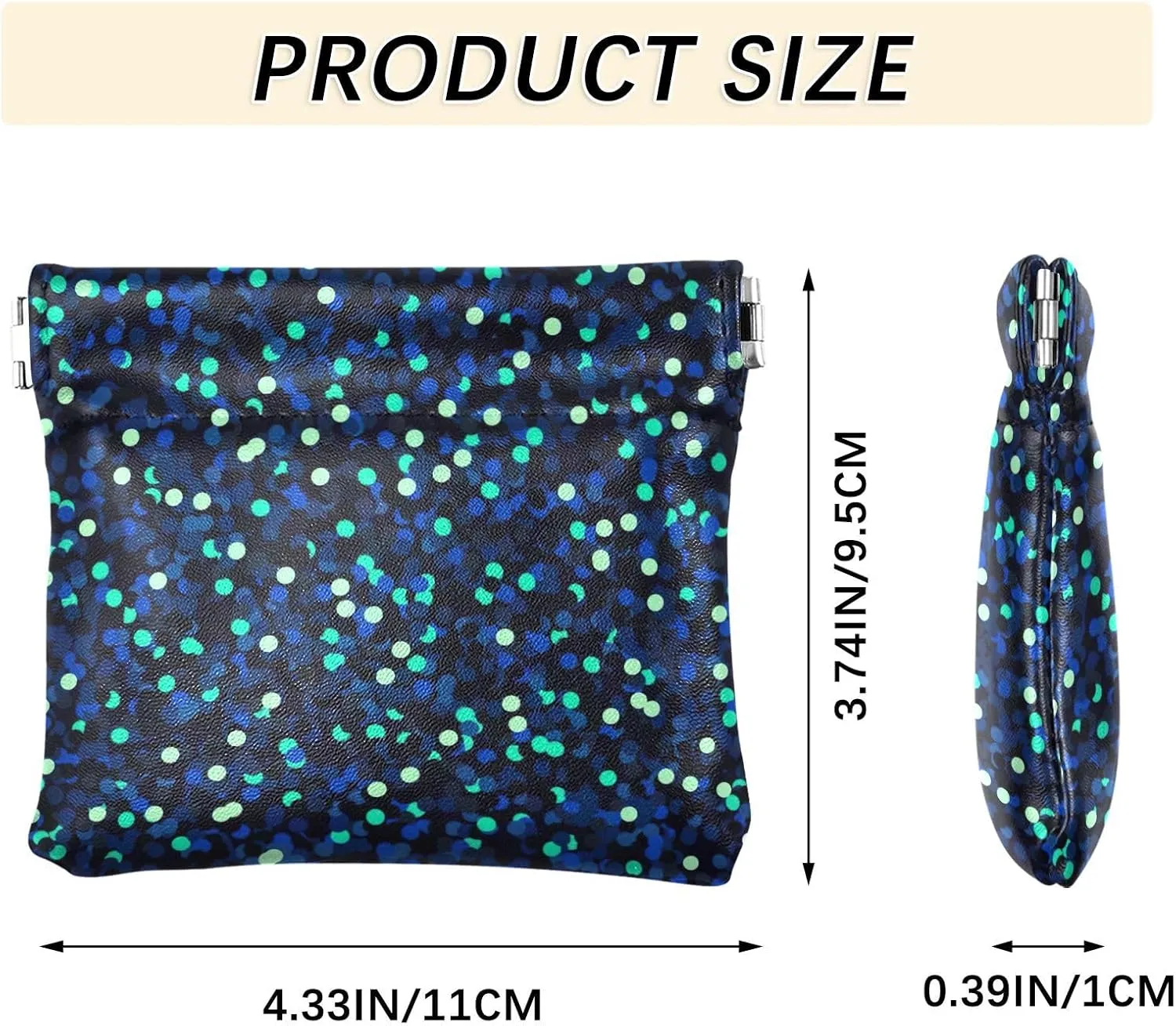 Night Blue Glitter Navy Cute Coin Purse for Women Leather Animal Print Snap Card Change Holder for Coins