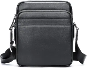 NIUCUNZH Man Purses and Bags Small, Mini Genuine Leather Messenger and Shoulder Bag for Men with lots of Zipper Pockets