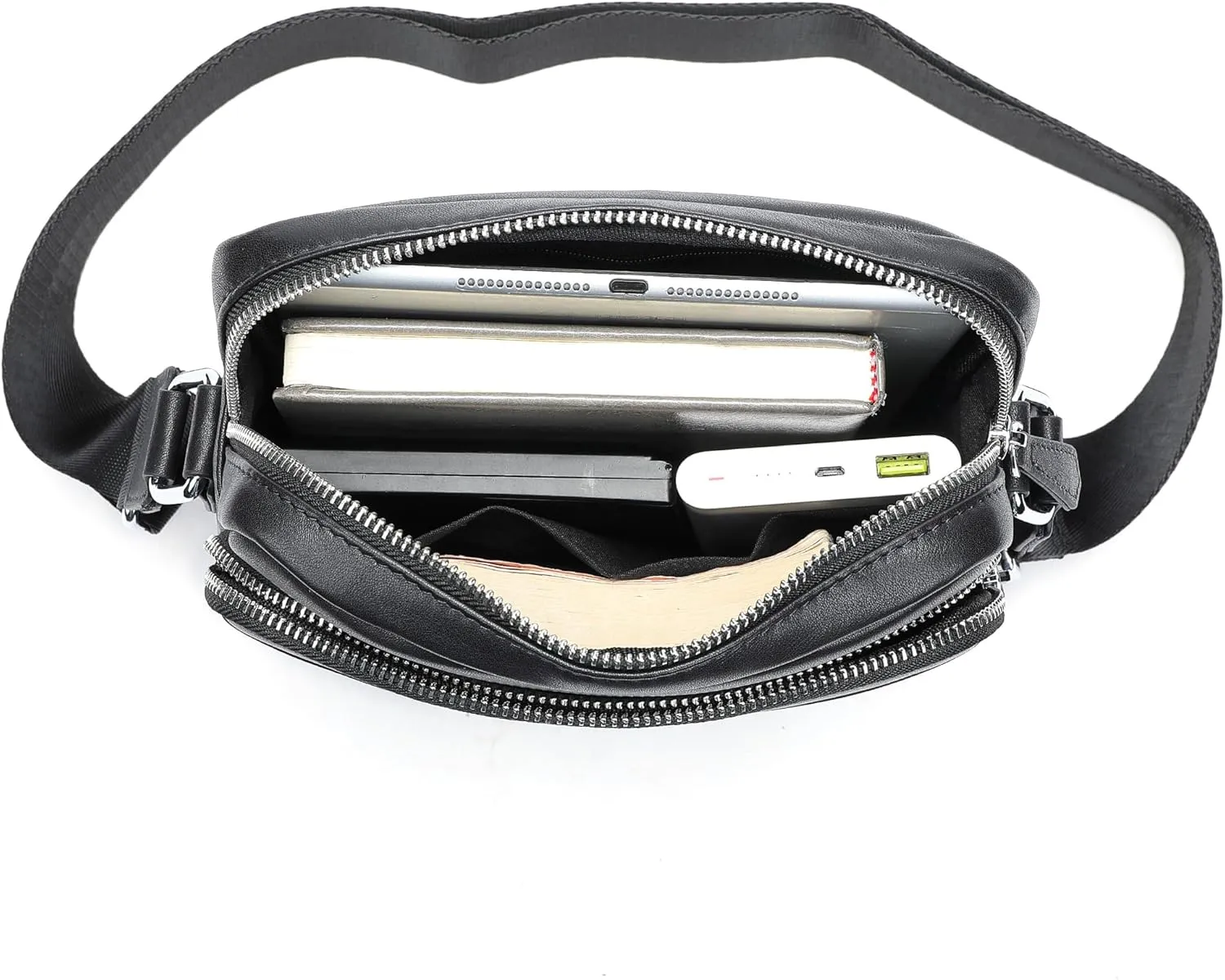 NIUCUNZH Man Purses and Bags Small, Mini Genuine Leather Messenger and Shoulder Bag for Men with lots of Zipper Pockets