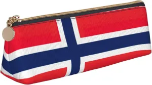 Norwegian flag print Triangle leather stationery storage bag, portable makeup bag, daily small item storage