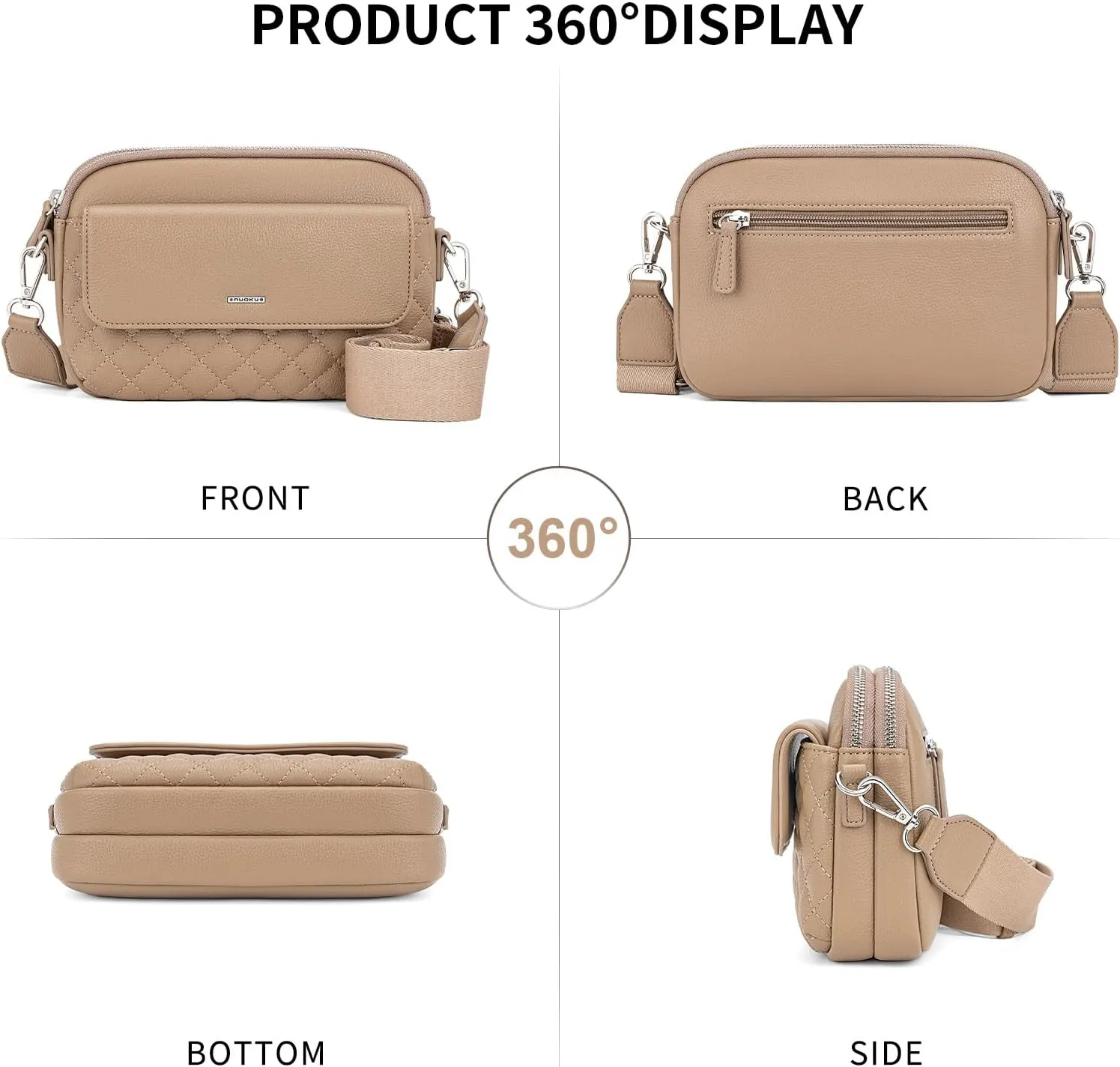 nuoku Small Crossbody Purse for Women, Double Zipper Crossbody Bags for Women Small Size with Phone Pocket