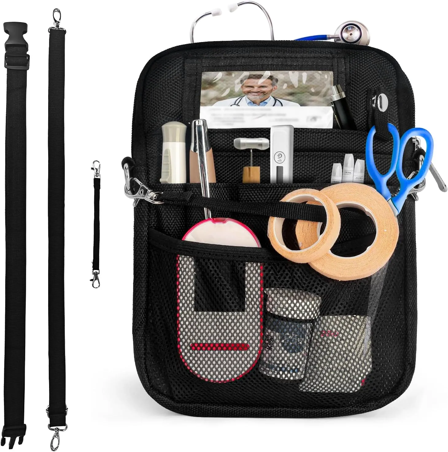 Nurse Fanny Pack for Women with Stethoscope Holder - Medical Fanny Pack and Pouch Organizer, Small Utility Waist Bag for Nursing Tools and Supplies, Ideal Nurse Belt bag (Black)