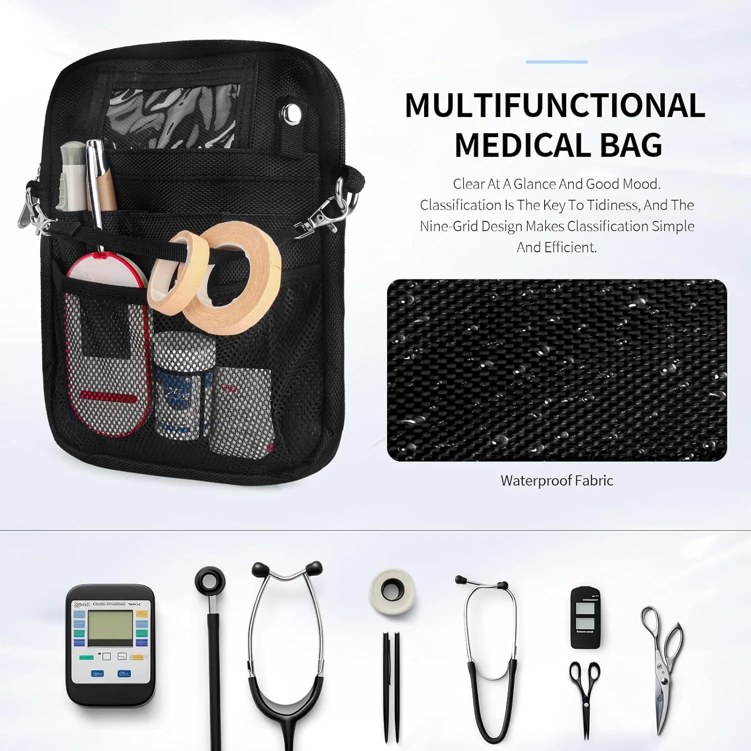 Nurse Fanny Pack for Women with Stethoscope Holder - Medical Fanny Pack and Pouch Organizer, Small Utility Waist Bag for Nursing Tools and Supplies, Ideal Nurse Belt bag (Black)