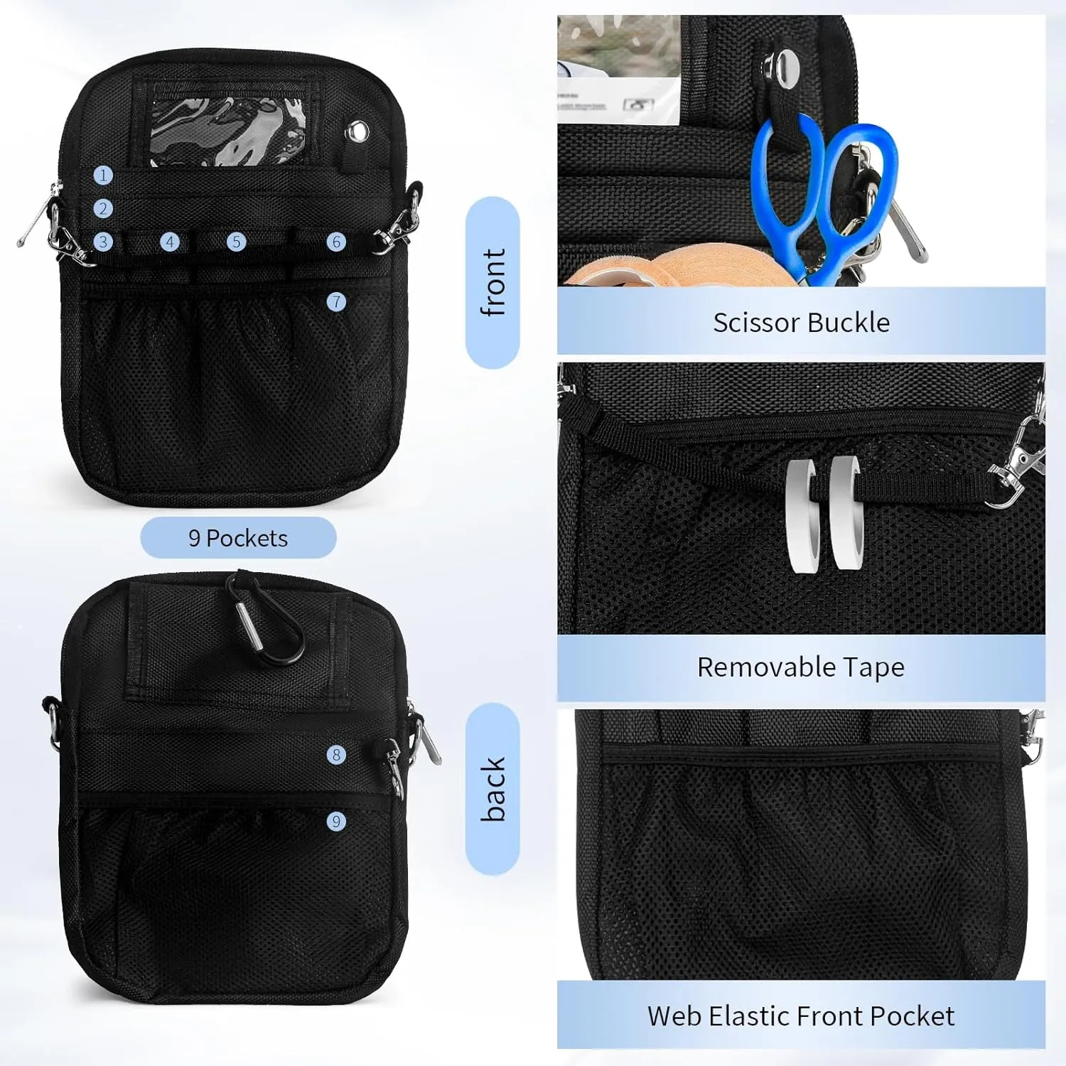 Nurse Fanny Pack for Women with Stethoscope Holder - Medical Fanny Pack and Pouch Organizer, Small Utility Waist Bag for Nursing Tools and Supplies, Ideal Nurse Belt bag (Black)