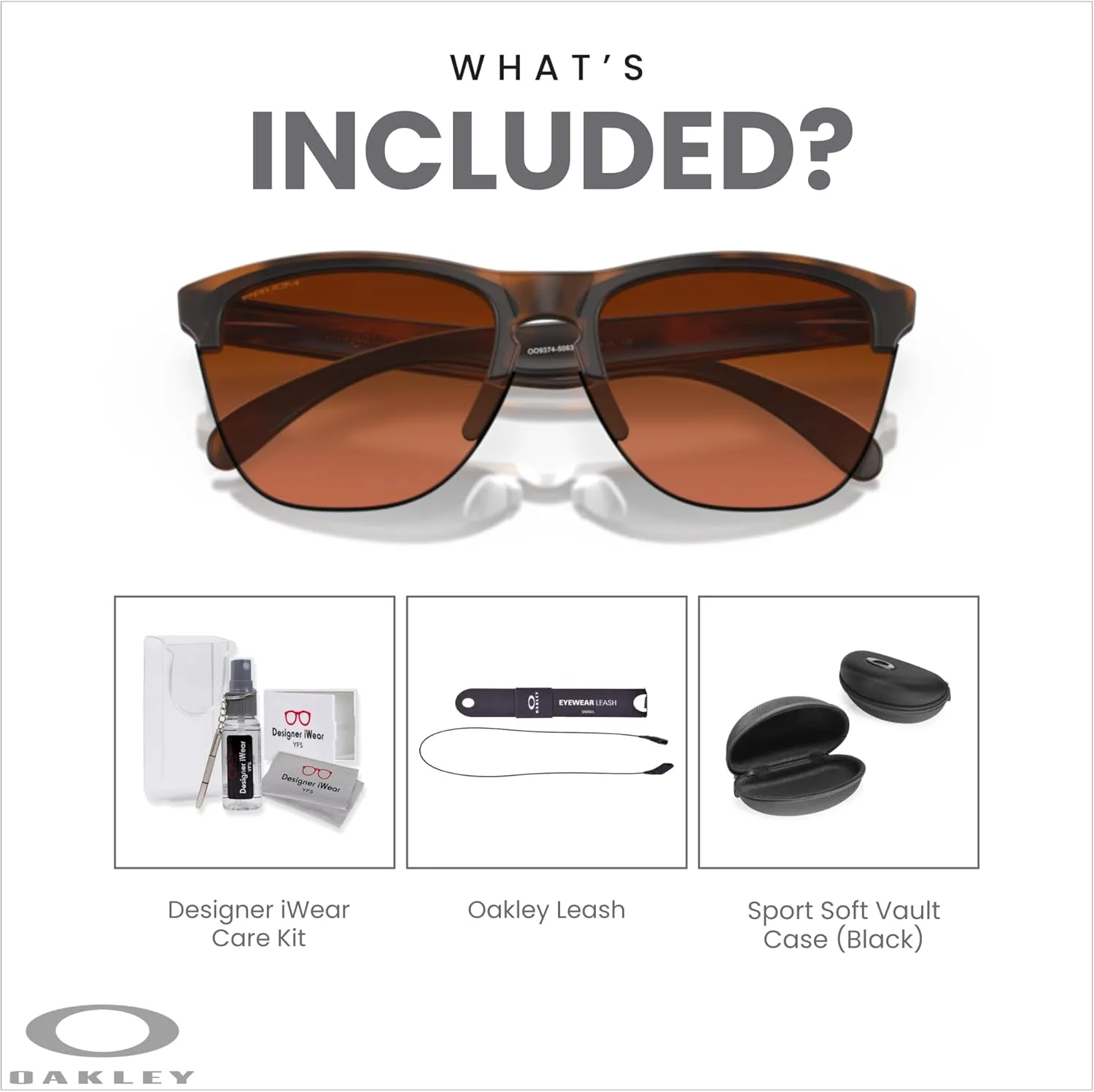 Oakley Frogskins Lite OO9374 Round Sunglasses for Men   BUNDLE Accessory Leash   Designer iWear Kit