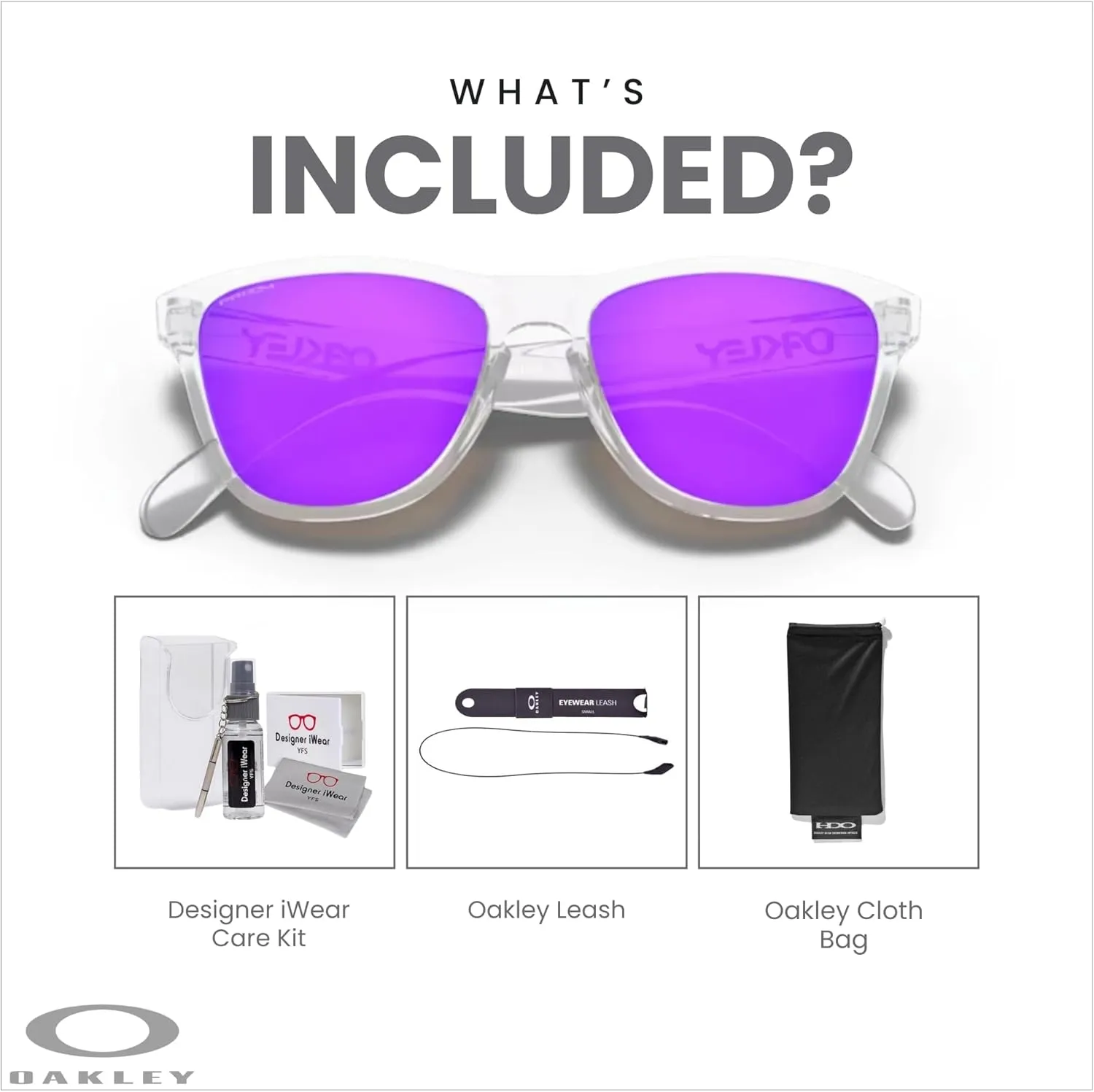 Oakley Kids Frogskins Xs OJ9006 Round Junior Sunglasses   BUNDLE Leash  Designer iWear Care Kit