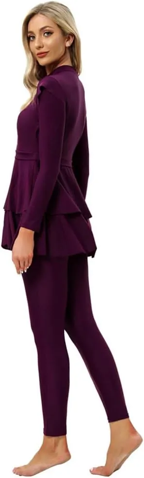 OBEEII Womens Muslim Swimsuits Full Coverage Long Sleeve Swimwear Burkini Hijab Bathing Suit