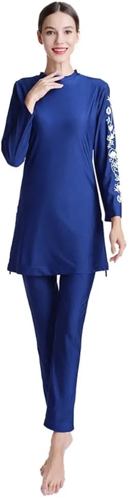 OBEEII Womens Muslim Swimsuits Full Coverage Long Sleeve Swimwear Burkini Hijab Bathing Suit