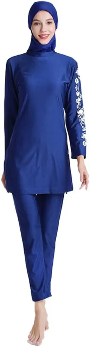OBEEII Womens Muslim Swimsuits Full Coverage Long Sleeve Swimwear Burkini Hijab Bathing Suit