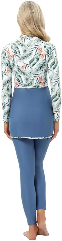 ODASDO Muslim Swimwear Women Modest Islamic Burkini Swimsuit Full Coverage Bathing Suit with Hijab 3pcs Sun Protection