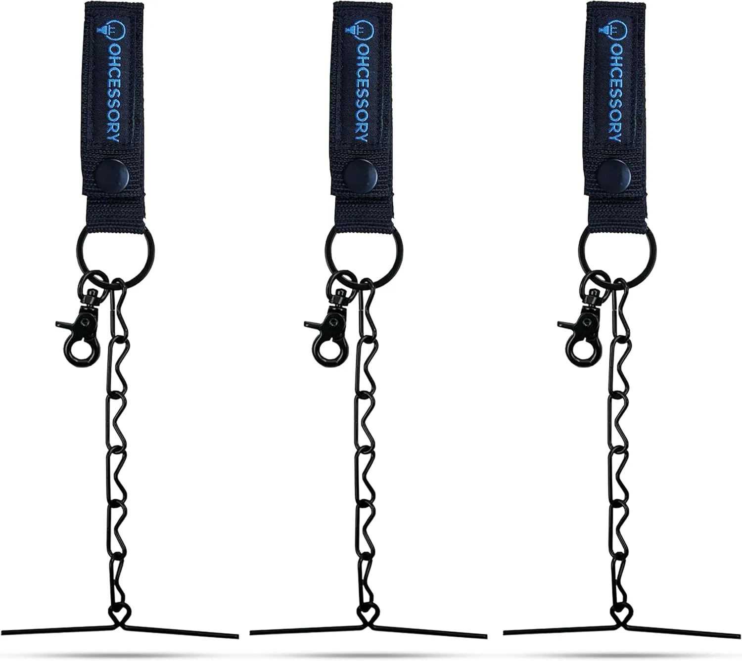 OHLECTRIC OHCESSORY Electricians Tape Holder Chain with Keyring and Trigger Snap Hook Tape Thong with Button Strap for Tool Belt and Tool Pouch Holds up to 10 Rolls of Tape (Pack of 3) - OL-96833-3