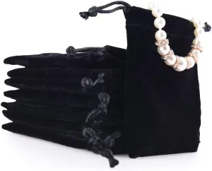 Oirlv 50PCS velvet jewelry storage bags small accessories collected Drawstring Pouches display and gifts For Weeding Party(Black)