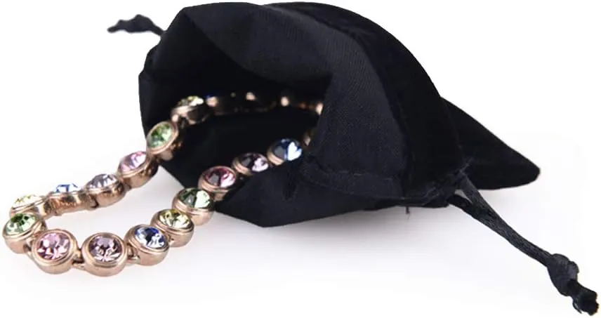 Oirlv 50PCS velvet jewelry storage bags small accessories collected Drawstring Pouches display and gifts For Weeding Party(Black)